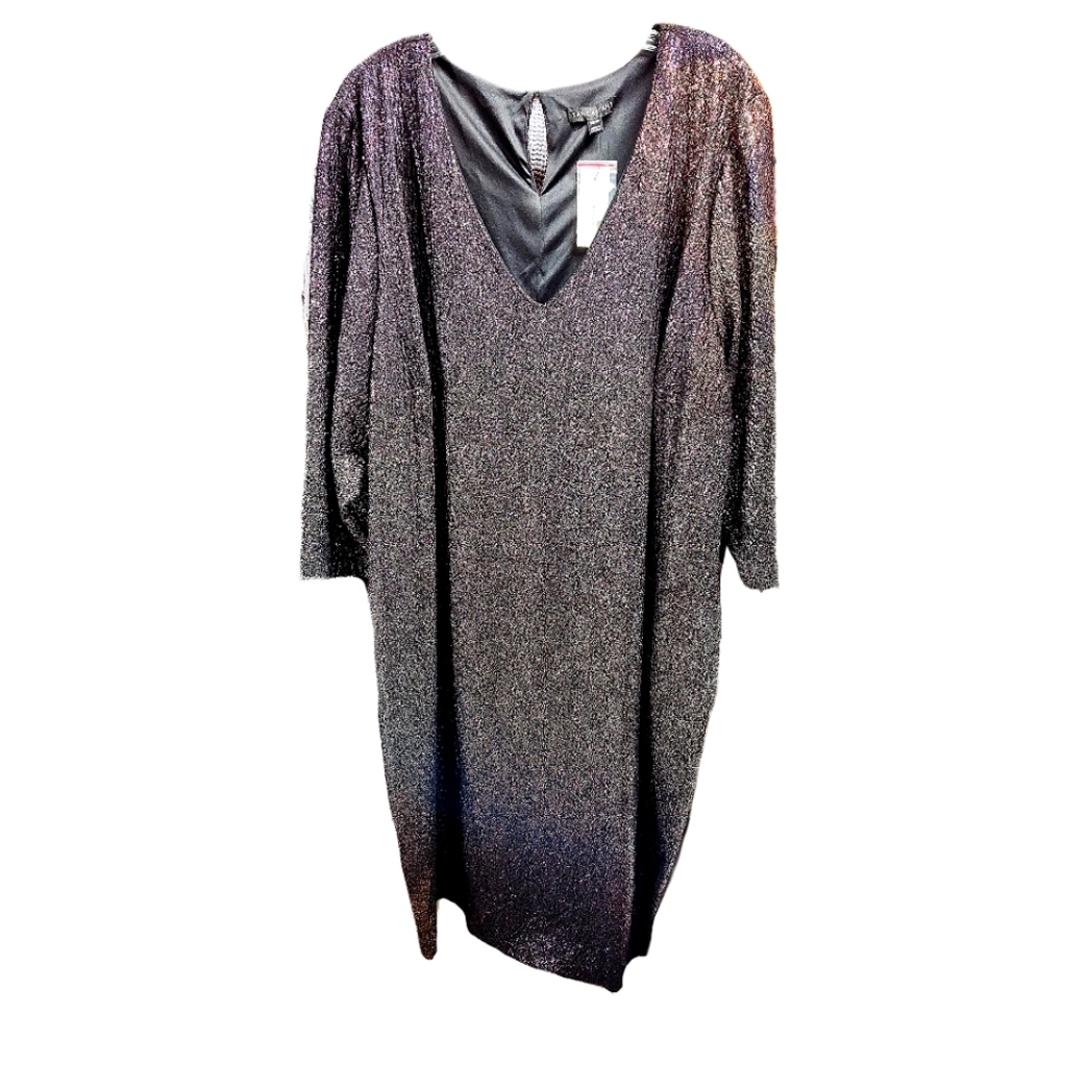 Purple Ombre Metallic Cocktail Dress V Neck 26/28 Lane Bryant New With T… - Picture 4 of 10